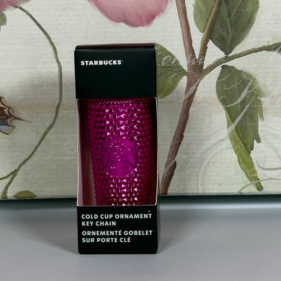 Starbucks 2023 Sangria Metallic Chrome Bling Studded Tumbler Keychain Ornament - Picture 2 of 2